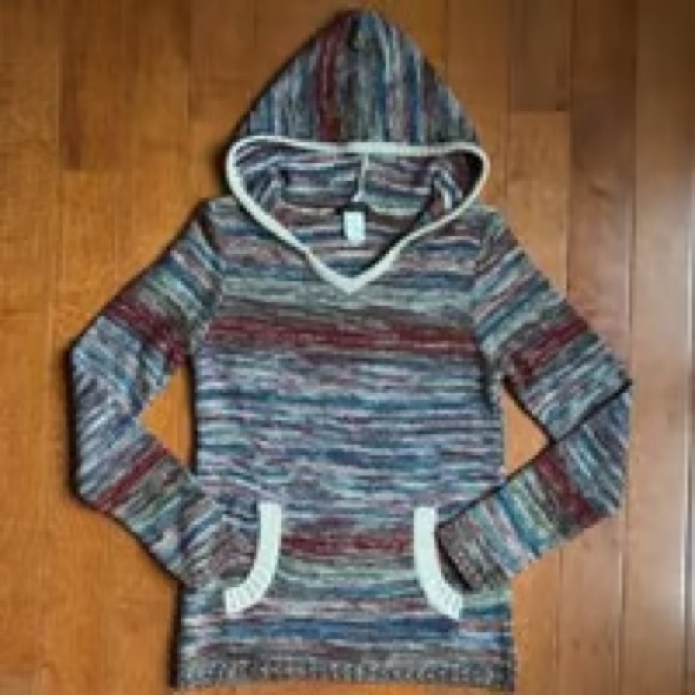 Multicolor Striped Knit Hoodie